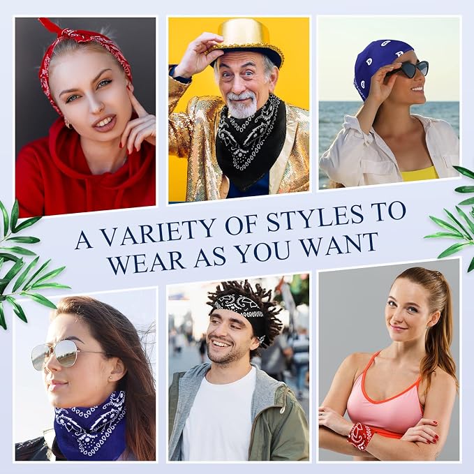 100 Pack Bandanas Unisex Paisley Bandanas Bulk Multi Purpose Cowboy Head Wrap - Image 6