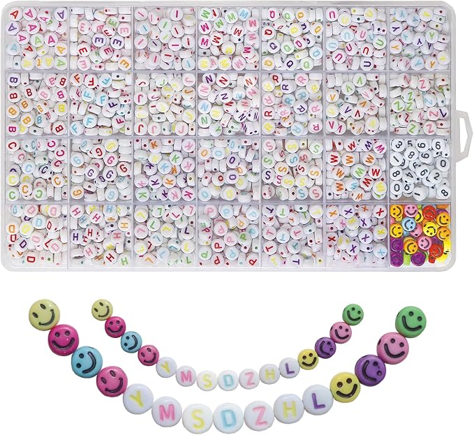 YMSDZHL Alphabet Beads A-Z 1400Pcs Letter Beads, Acrylic 4x7mm Round Letter - Image 2