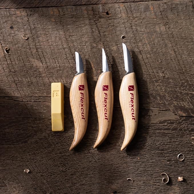 Flexcut Wood Carving Knives | Starter Set of 3 Woodcarving Knives | 1095 High - Image 4