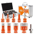 BGTEC Diamond Core Drill Bits Set - 10pcs Tile Hole Saw Kit 6/8/10/14/20/25/32/50mm with 10mm Diamond Finger Bits for Porcelain Ceramic Tile Granite Marble，Hex Adapter