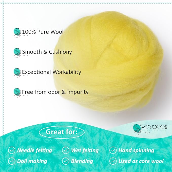 Kondoos Natural Wool roving, 2 OZ. Best Wool - Image 3