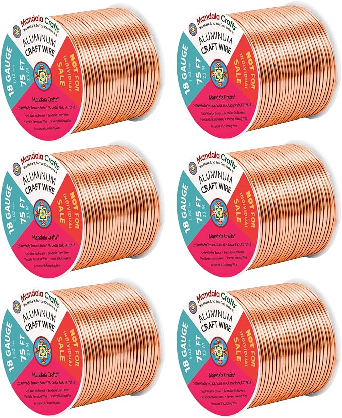 Mandala Crafts 18 Gauge Rose Gold Tone Combo Anodized Aluminum Craft Wire | 450 by MandalaCrafts