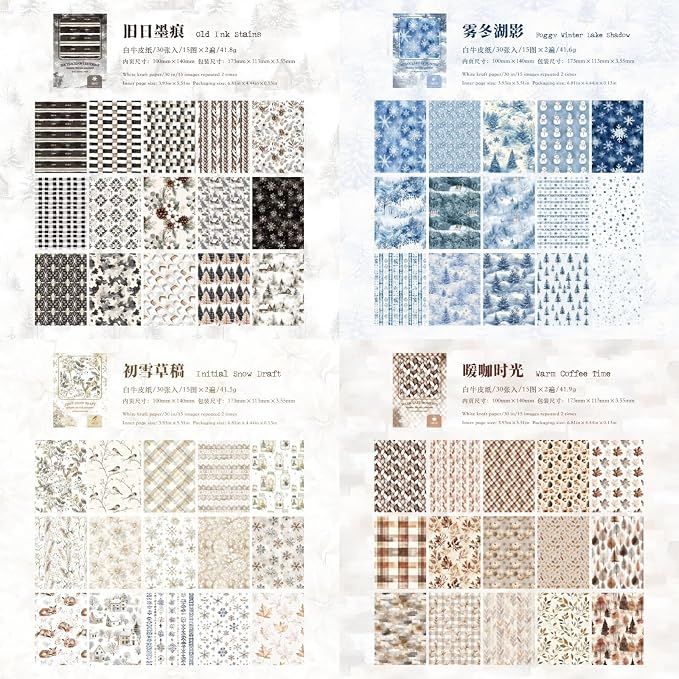 180 Sheets Vintage Autumn & Winter Scrapbooking Supplies, 4x5.5 Dreamy - Image 3