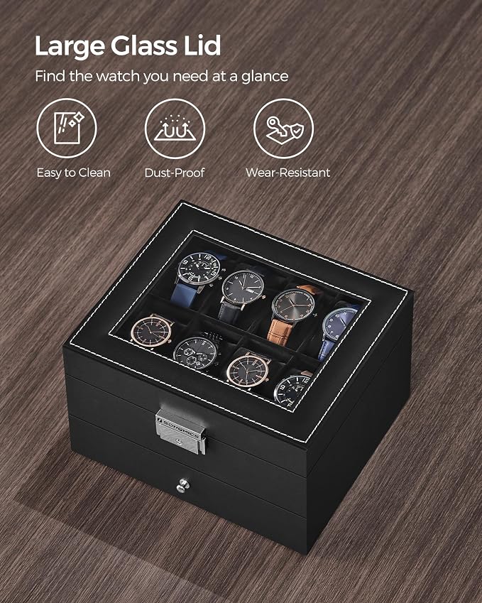 SONGMICS Watch Box, 8-Slot Watch Case Organizer - Image 5