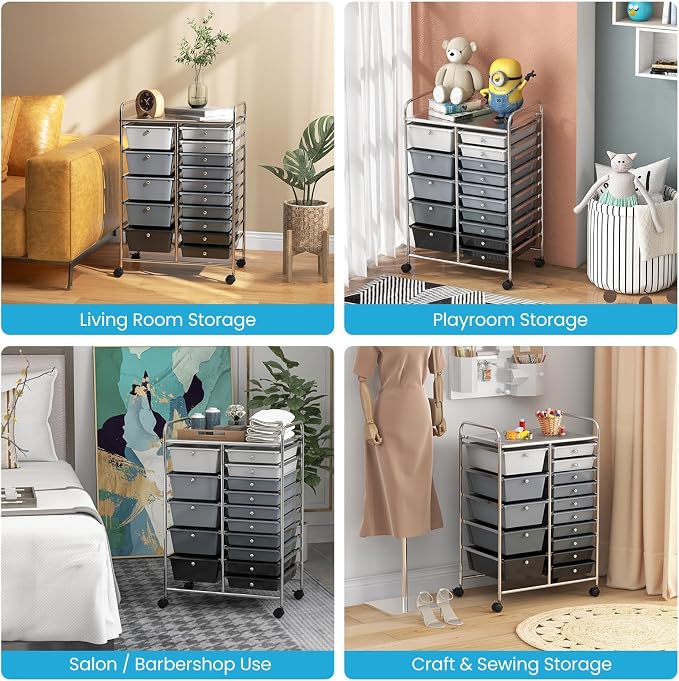 BECOMFORT 15-Drawer Rolling Cart - Image 8