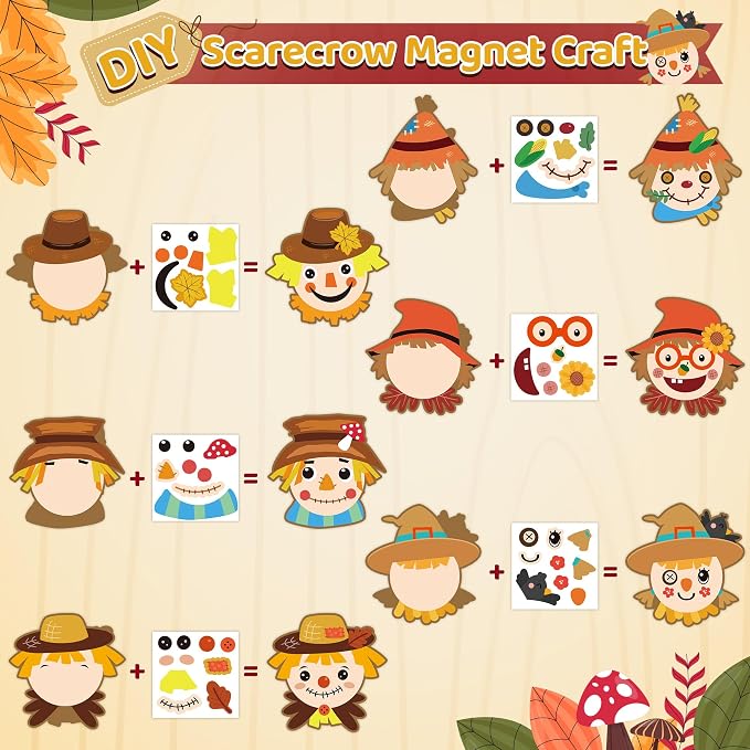 Haooryx DIY Fall Scarecrow Magnet Craft Kit - Image 3