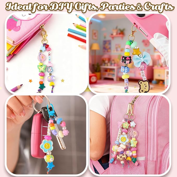 Ecoofor 487 PCS Beaded Keychain Making Kit, Acrylic Letter Beads - Image 7