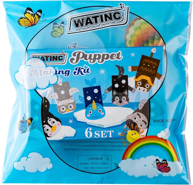 WATINC 6Pcs Hand Puppet Making Kit, Art Craft Felt Sock Puppet Toys, Creative - Image 7