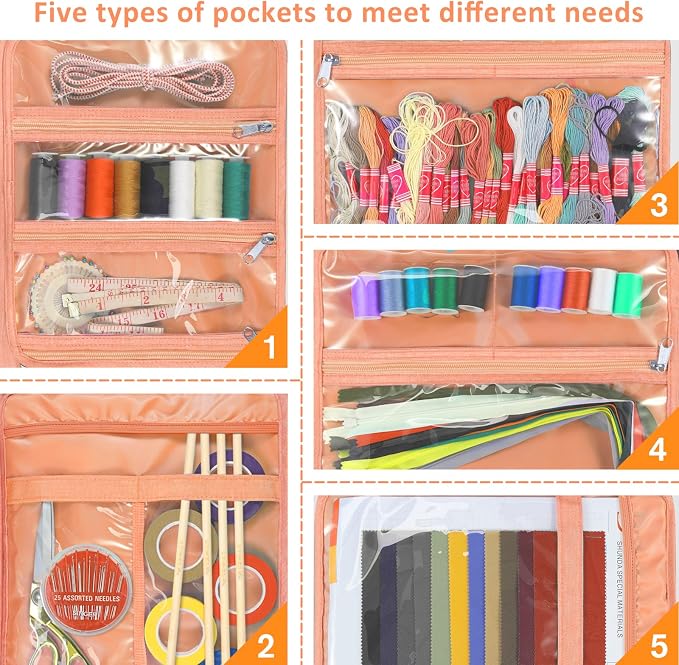 FINPAC Sewing and Craft Supplies Storage Tote, Large Capacity Travel Packing - Image 3