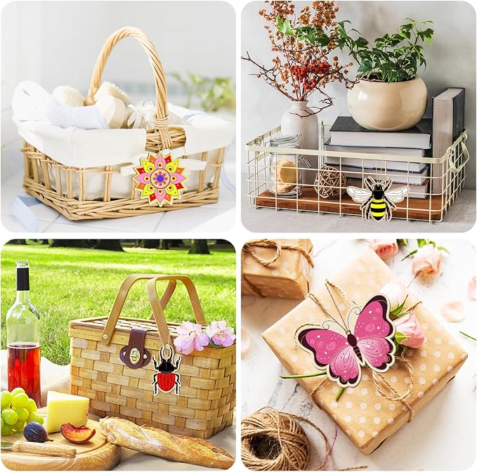 Sophena 80PCS Wooden Spring Ornaments to Paint, 8 Styles DIY Blank Unfinished - Image 6
