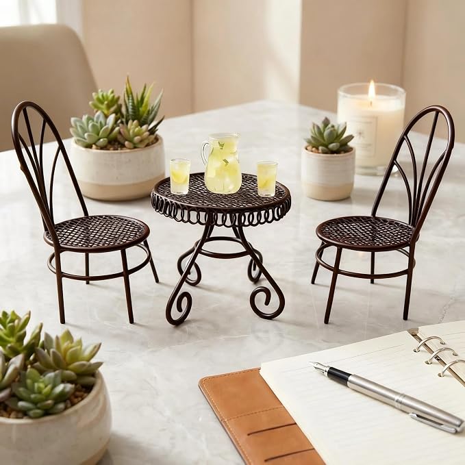 6 PCS Dollhouse Miniature Bistro Table & Chairs Set - Image 4
