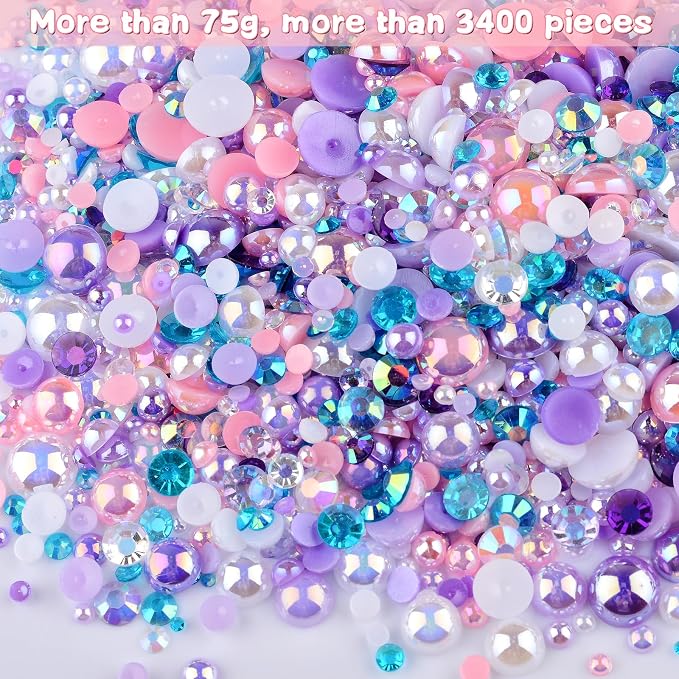 3900+ Pcs Rhinestones and Pearls Kit, 2-10mm Flatback Gems - Image 2