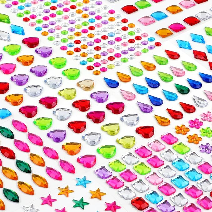 407pcs Gem Stickers Crafts for Kids, Self Adhesive Jewel Stickers, Acrylic by Hoiny
