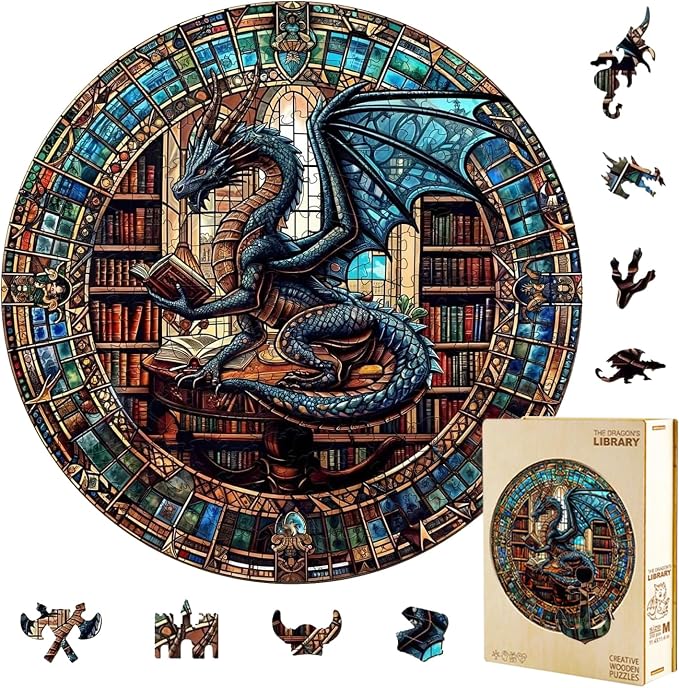 Dragon Library Puzzles Adults Gifts by Jollitot