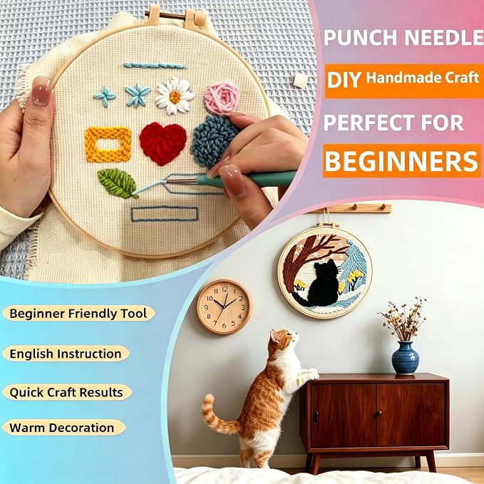 DIY Punch Needle Kits Red Roses - Image 3