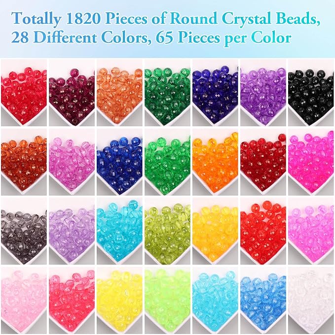 PAXCOO 1820Pcs Crystal Acrylic Beads Faceted Bicone Gem Beads - Image 2