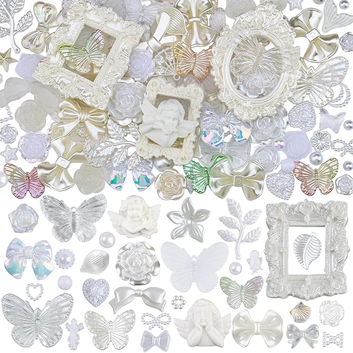350 Pieces 3D Resin ABS Colorful Rose Flower Bows Butterfly Charms by ShowNow