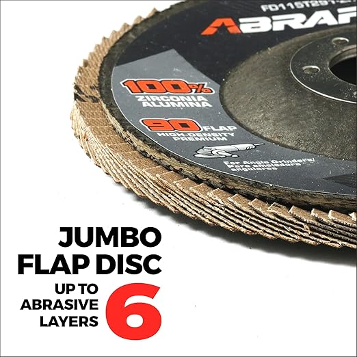 Jumbo Zirconia Flap Discs 4 1/2 for Angle Grinder, 120 Grit 4.5" x 7/8" High Density Type 29 Arbor Grinding Wheels for Wood Finishing, Rust Removal, Metal Sanding - 10 Pack
