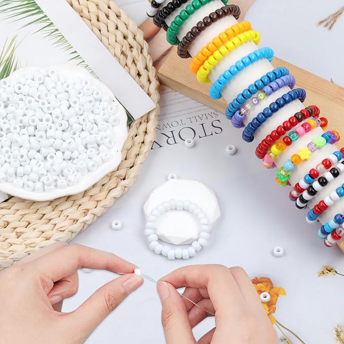 White Pony Beads for Bracelet 1000 Pcs Plastic Beads for Friendship Bracelets - Image 4