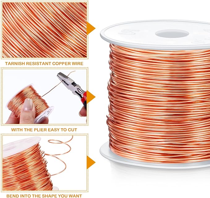 Funrous 5 Rolls 5 Size Jewelry Wire 18, 26 Gauge Copper Wire Kit Jewelry - Image 2