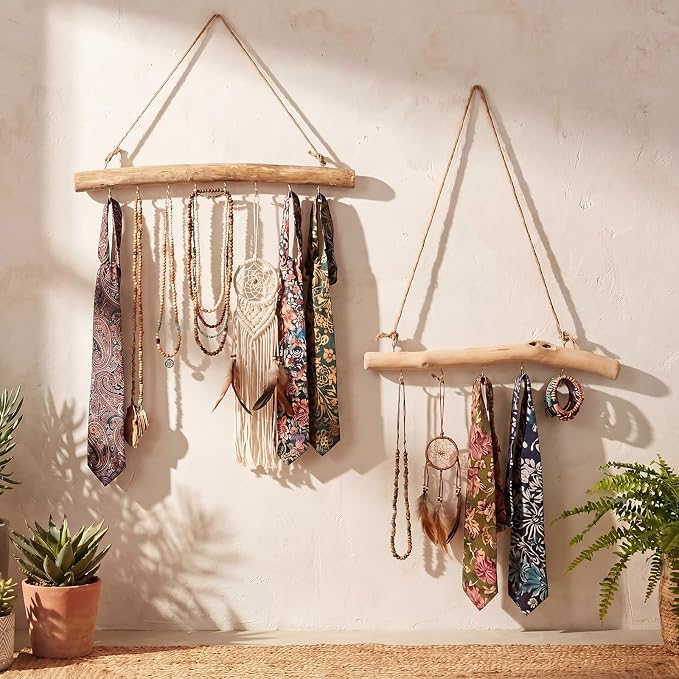 Yinkin 2 Pcs Natural Driftwood Jewelry Hanger Wall Driftwood - Image 5