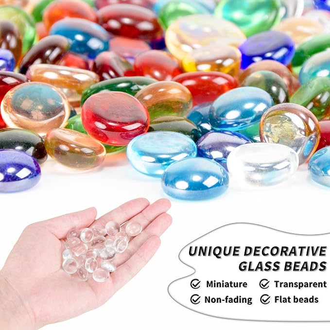 1 LB Clear Flat Glass Beads, 160-180PCS Small Glass Marbles, Mini Flat Round - Image 3