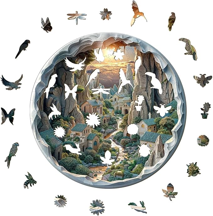 Wooden Puzzles Adults, 3D Cave Forest Puzzle 300 Pieces, Unique Animal Shaped - Image 8