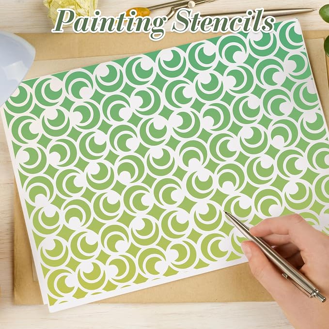 Geometric Texture Stencils for Crafts Reusable 16Pcs Stencils | DIY Art - Image 6