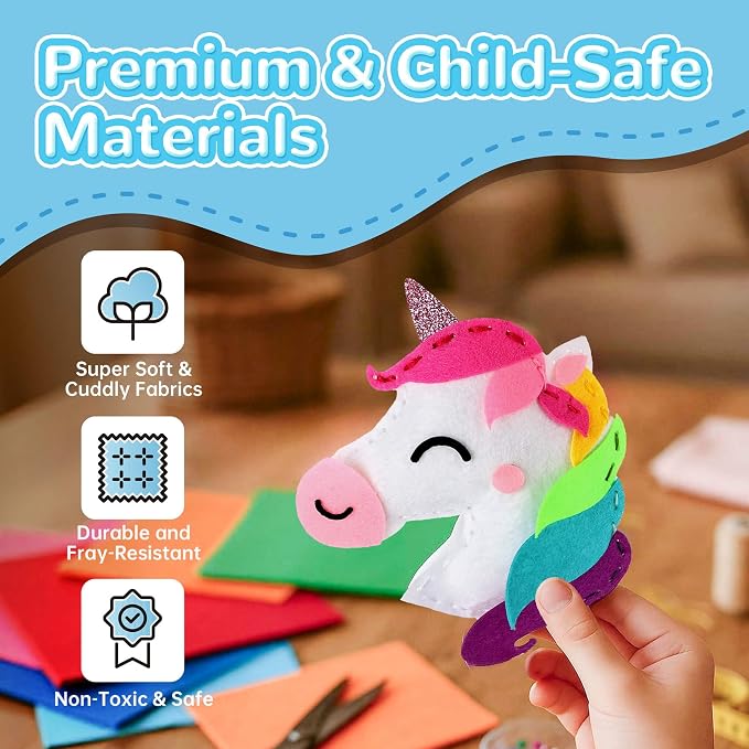 Cymbana Kids Sewing Kit, DIY Felt Plush Animals Unicorn Sewing Kit - Image 3