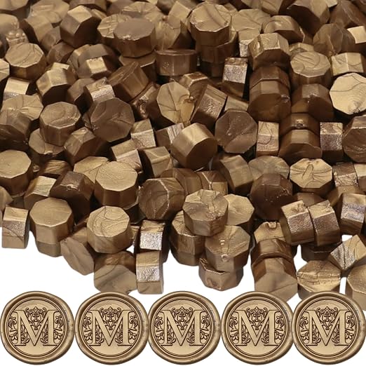 Antique Gold 300 Pcs Wax Seal Beads, Sealing Wax Beads, Refilling Octagon Wax by Unknown