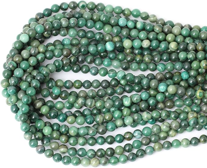 60PCS 6mm Natural Verdite Stone African Jade Gemstone Round Loose Beads - Image 3