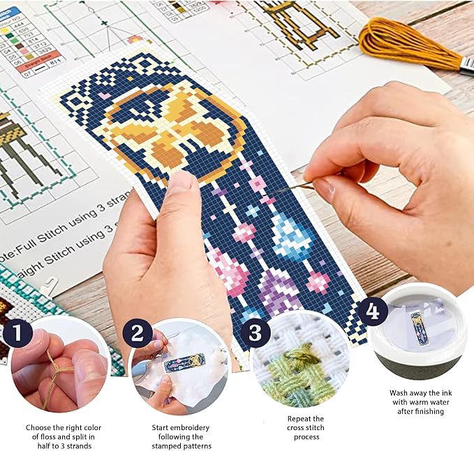 FREEBLOSS 6 Set Cross Stitch Bookmark Kits Dreamcatcher Pattern Stamped - Image 4