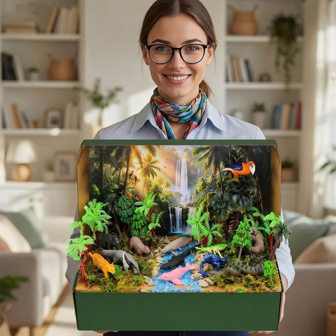 90 Pcs Tropical Rainforest Diorama Kit Habitat Project Box Set Rainforest - Image 5