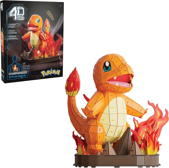 4D Build Pokémon Charmander 3D Puzzle Model Kit, Desk Décor, Shelf Display by 4DBuild