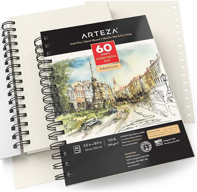 ARTEZA Mixed Media Sketchbook, 5.5 x 8.5 Inches, 60 Sheets Each, - Image 7