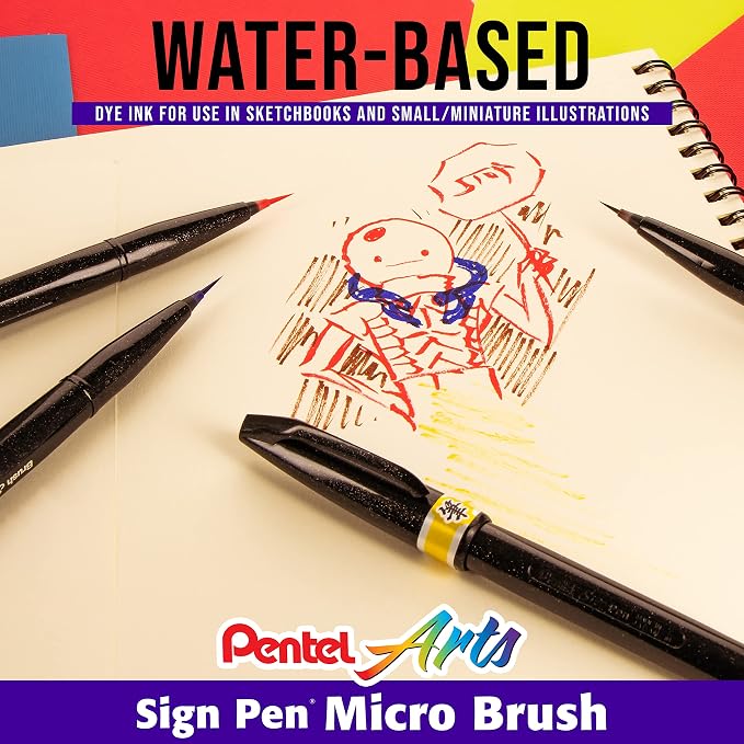 Pentel Arts Sign Pen Micro Brush Tip, 12-PK Plastic Box - Image 6