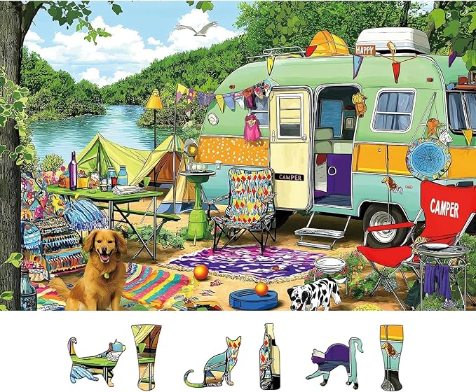 MINIWAN Puzzles for Adults 500 Pieces, Lakeside Camping Jigsaw Puzzle | - Image 4