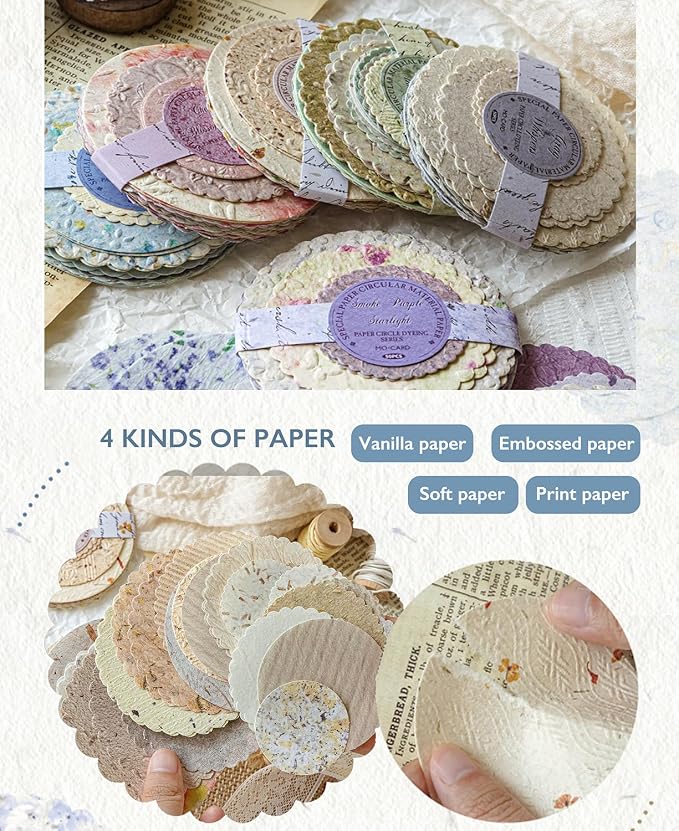 300Pcs Scrapbook Supplies Kit, Round Edge Colorful Textured Embossed Rice - Image 6