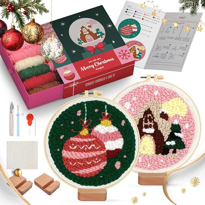 yuegool 2PCS Christmas Punch Needle Decoration Kit, Easy DIY Punch Needle by Unknown