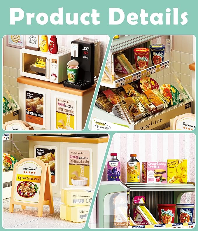 Convenience Store Miniature House Kit, Plastic DIY Dollhouse - Image 3