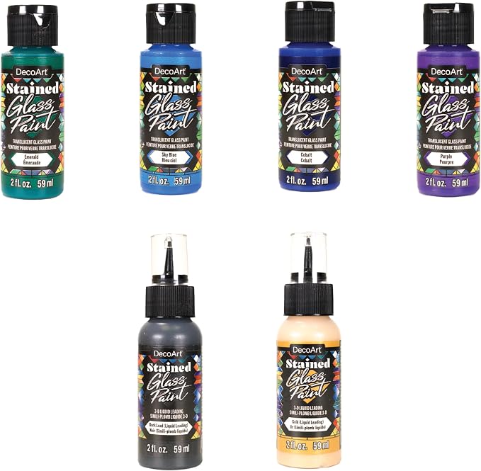 DecoArt Stained Glass Acrylic Paint Set – Cool Colors, Windows & Creative DIY by DecoArtAcrylicPaintCraftSupplies