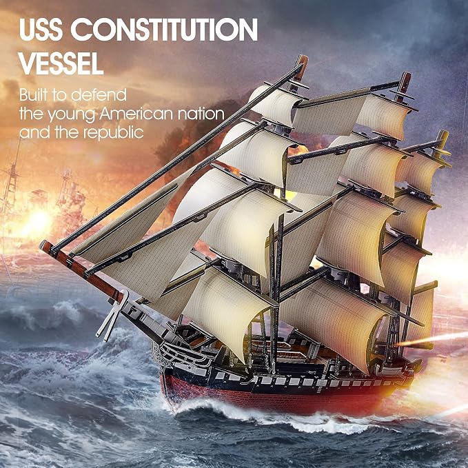 CubicFun 3D Ship Puzzles for USS Constitution Sailing Boat Models for Adults - Image 2