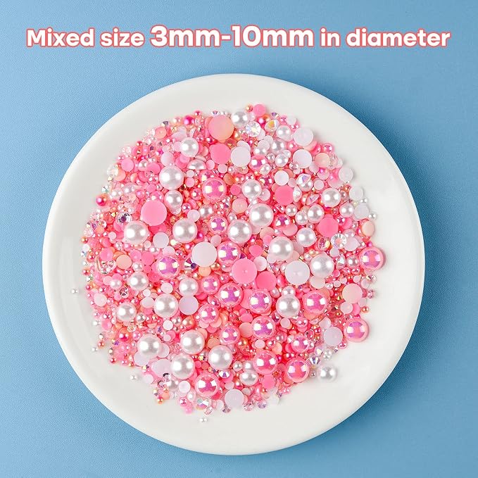 ASTARON 50g Mix Flatback Rhinestones Half Pearls - Image 3