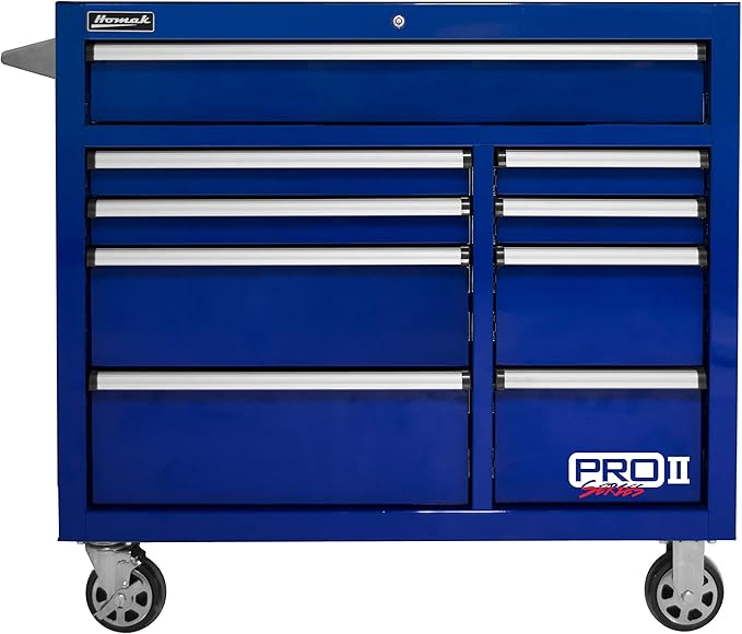 Homak PRO II Series 41” 9-Drawer Roller Cabinet, Blue, BL04041092