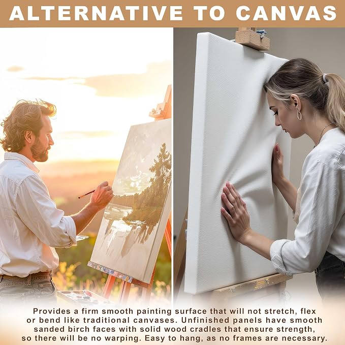 U.S. Art Supply 8" x 10" Unfinished Cradled Wood Panels - Image 4