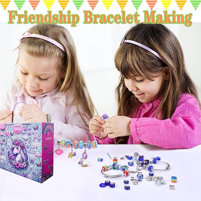 AIPRIDY 208 Pieces Charm Bracelet Making Kit, Unicorn Mermaid Crafts Gifts Set - Image 4