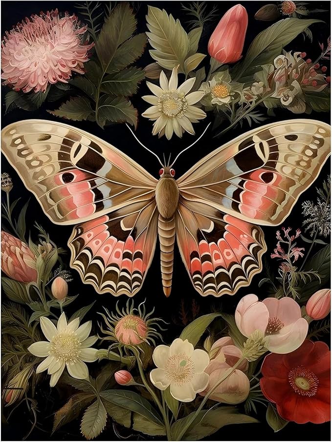 Paint by Numbers for Adult, Moth Paint by Numbers Kit for Adults Beginners by MANDUN