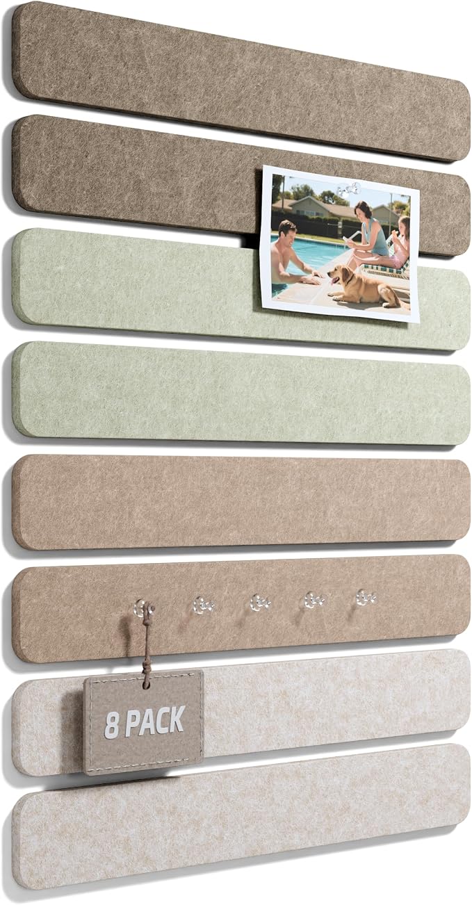 Fluxynara Cork Board Alternative Felt Strip Board 8-Pack 13"x2", Office Pin by FLUXYNARA