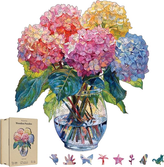 200 Pieces Flowers Wooden Puzzles by Yezavesu