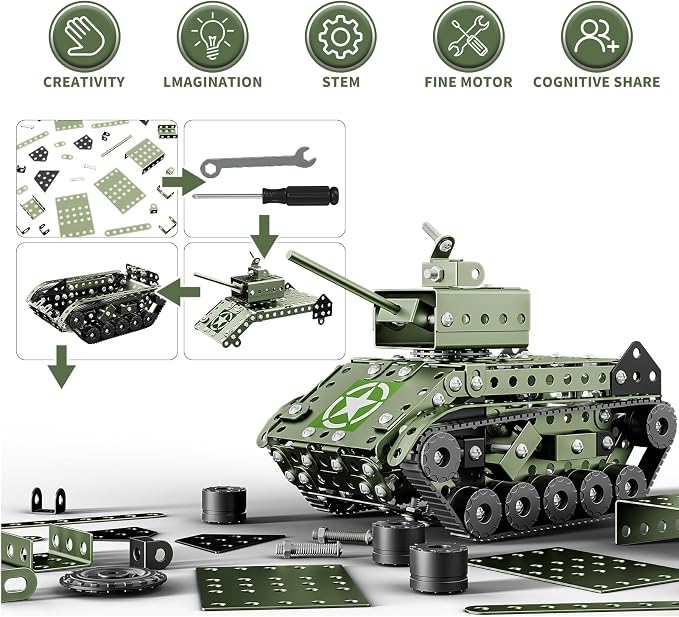 Lucky Doug STEM Building Projects Model Army Tank Set - Image 7